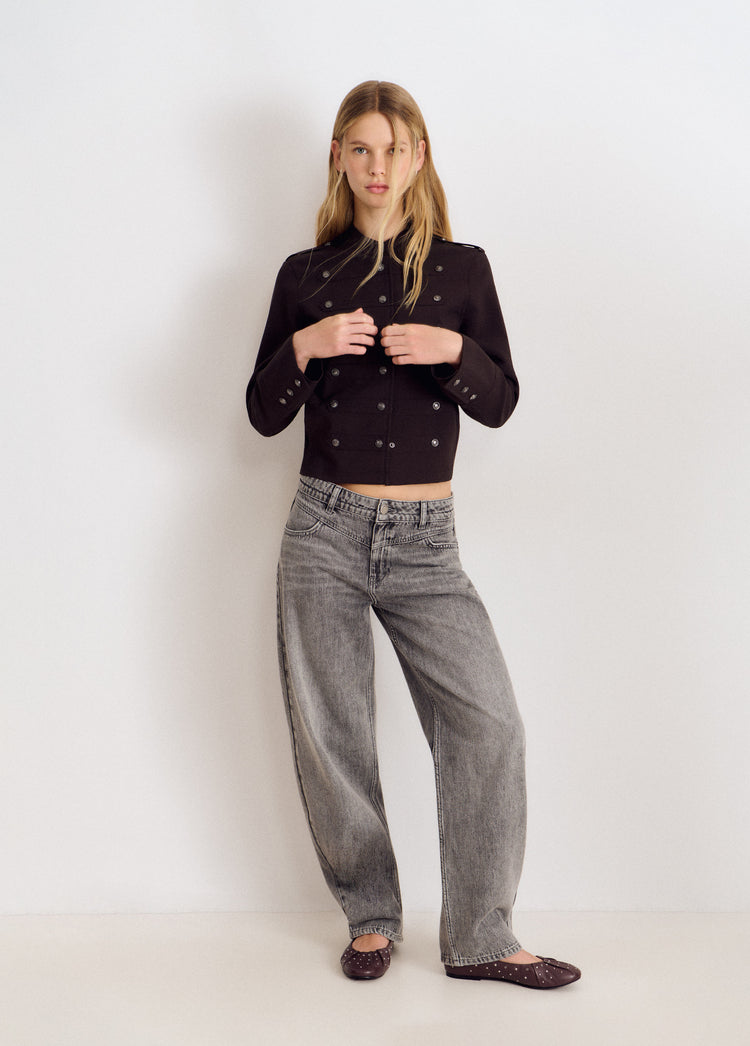Jeans im Barrel-Schnitt mit mittelhohem Bund