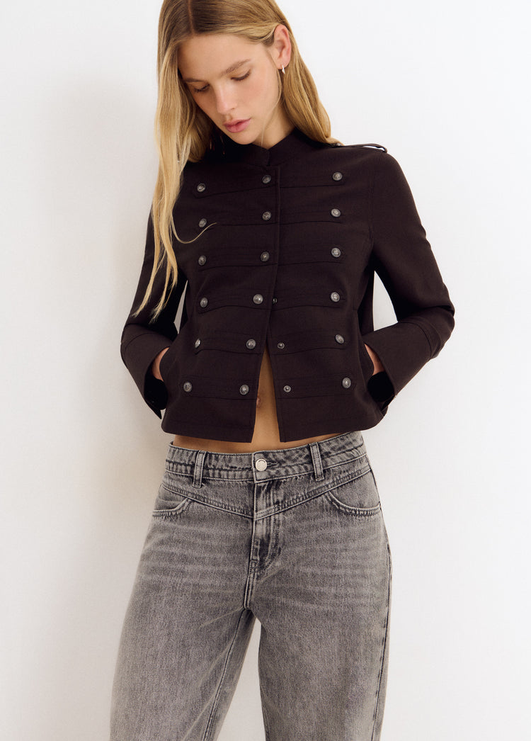Jeans im Barrel-Schnitt mit mittelhohem Bund