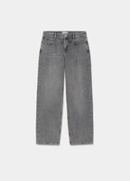 Jeans barrel de tiro medio en gris con corte holgado y caída recta