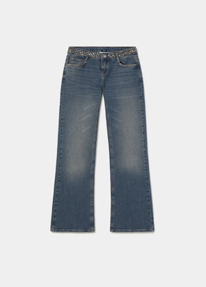 Studded denim waistband