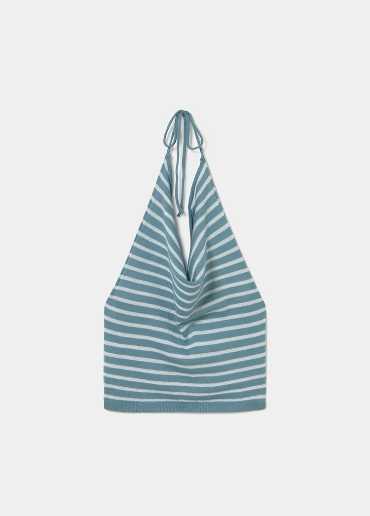 Knotted cascade stripe top