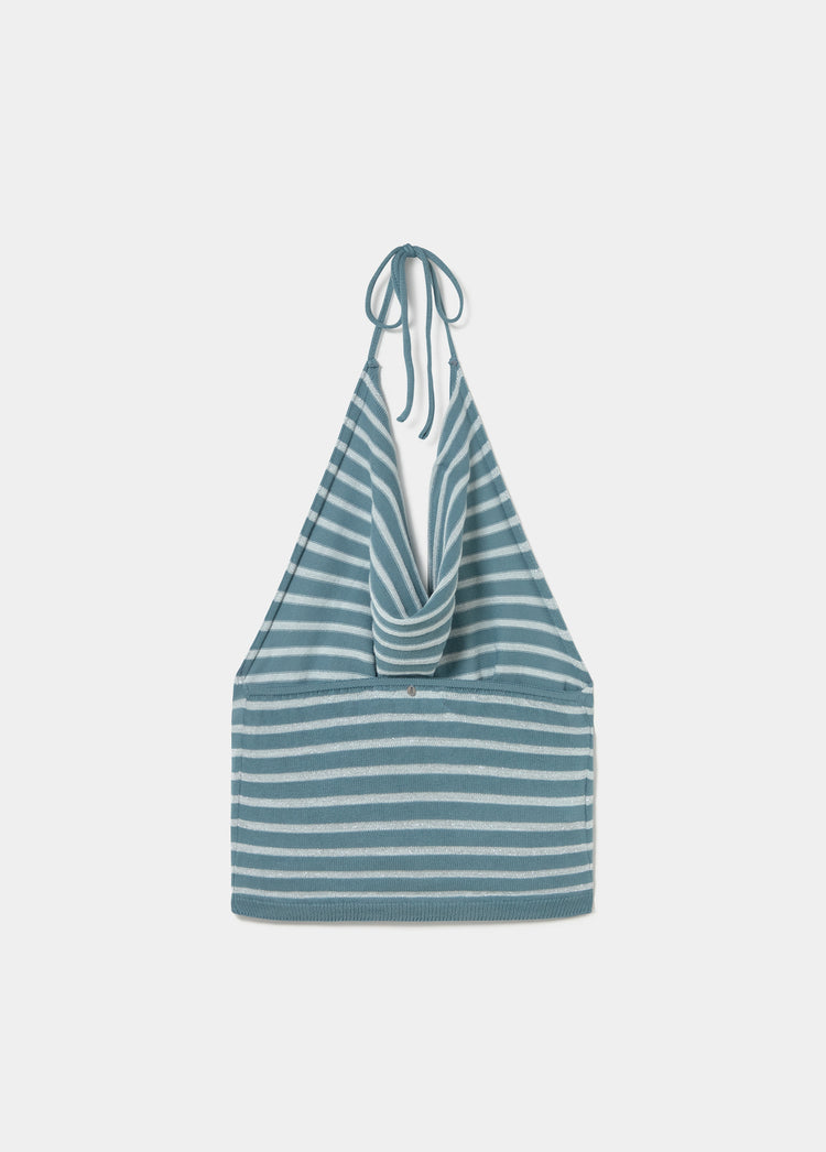 Knotted cascade stripe top