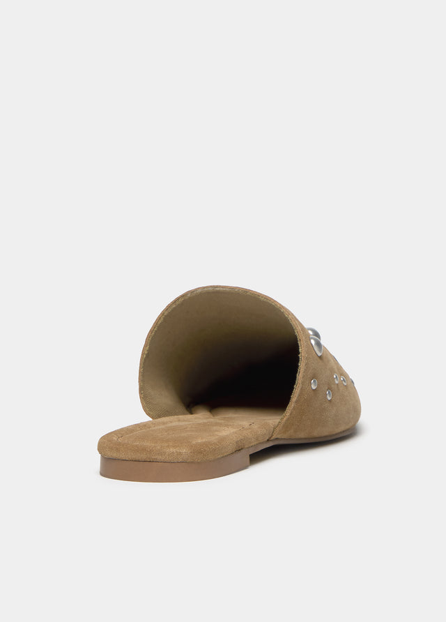 Suede studded mule