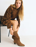 Slouchy boots with kitten heel