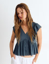 Linen ruffle blouse
