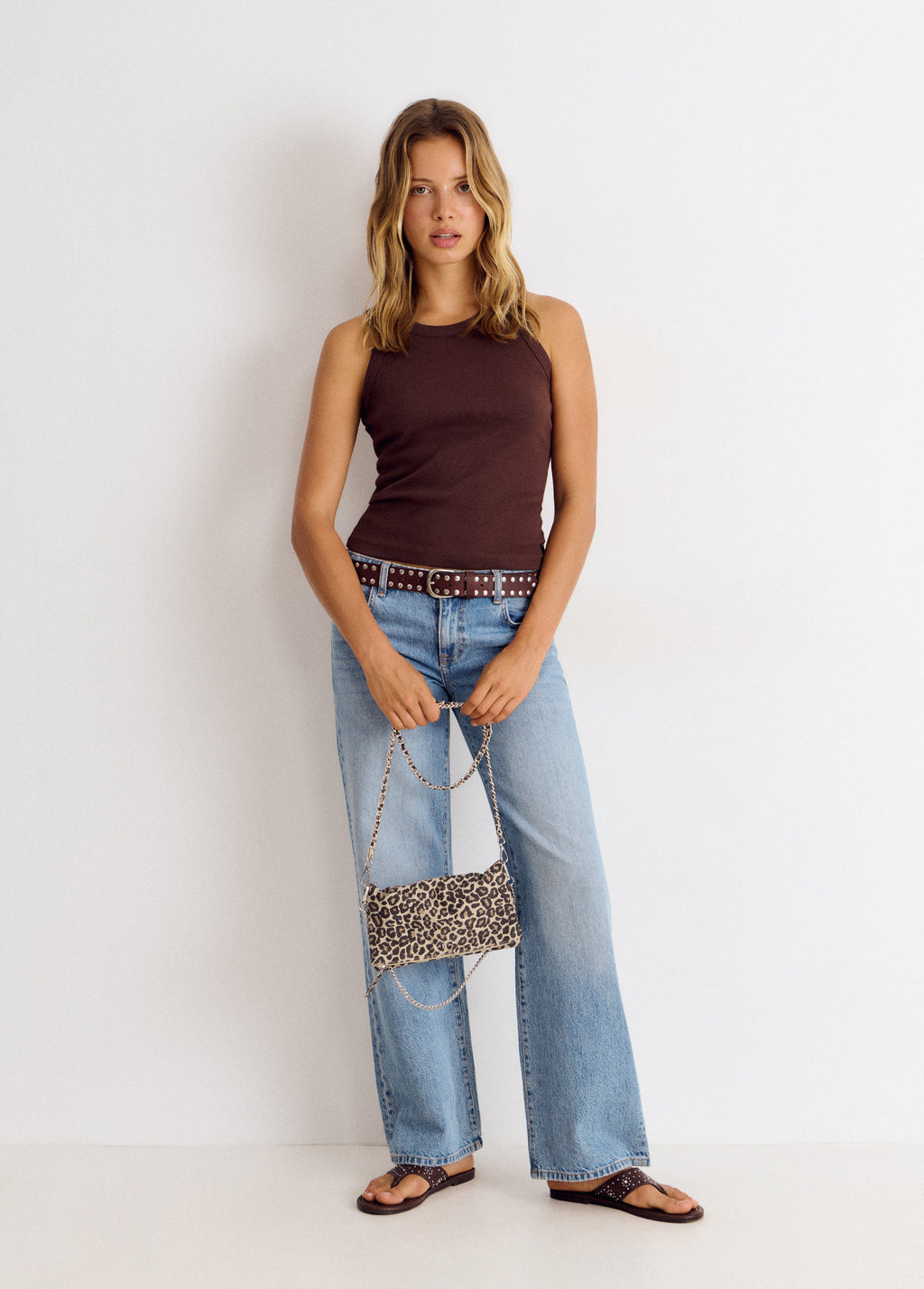 Tasche mit Klappe und Animal-Print