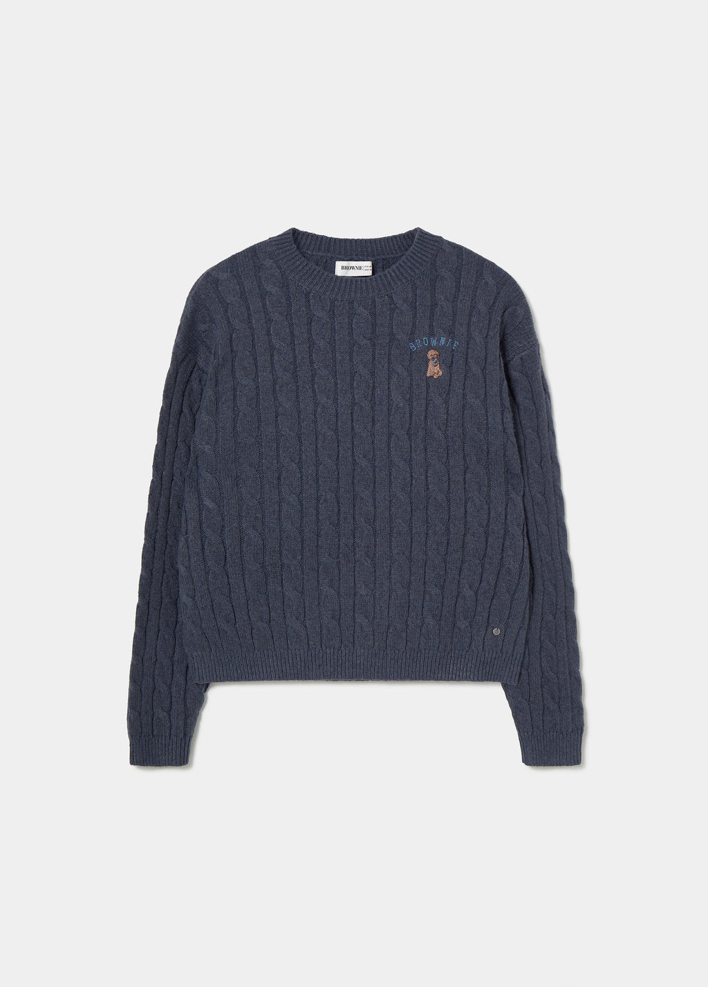 Knitted sweater with an embroidered dog design