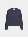 Knitted sweater with an embroidered dog design