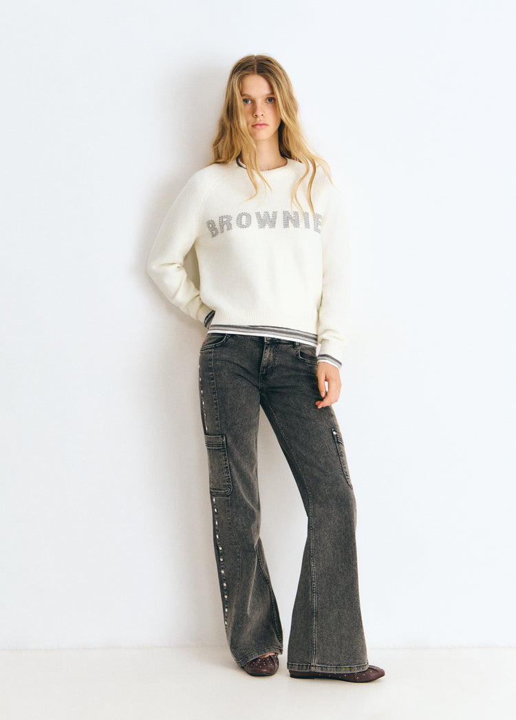 Brownie intarsia sweater