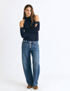 Shoulder-opening studded sweater