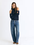 Shoulder-opening studded sweater