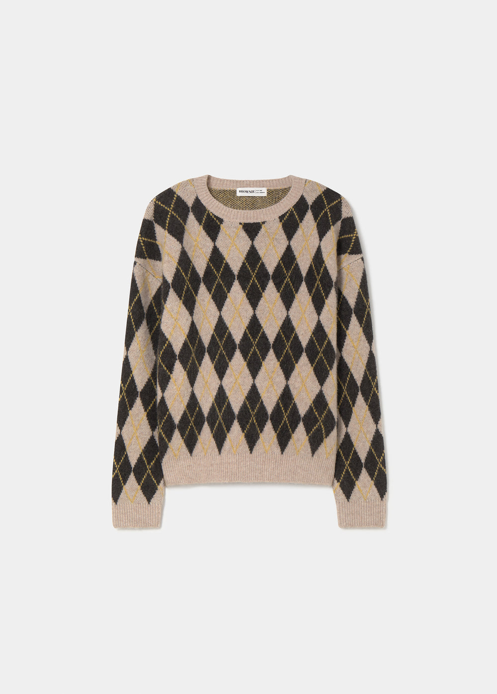 Diamond-pattern crew-neck sweater