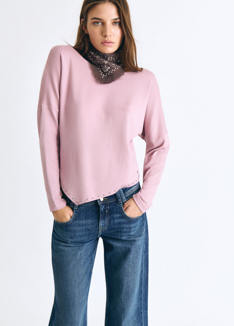 Studded V-neck T-shirt