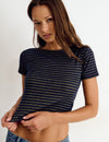 T-shirt rayée lurex dos ouvert