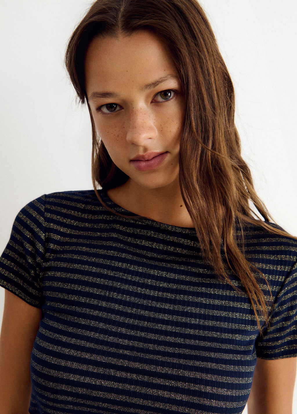 T-shirt rayée lurex dos ouvert