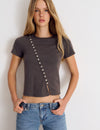 Ribbed Button T-Shirt