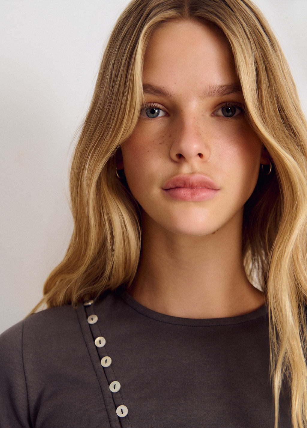 Ribbed Button T-Shirt