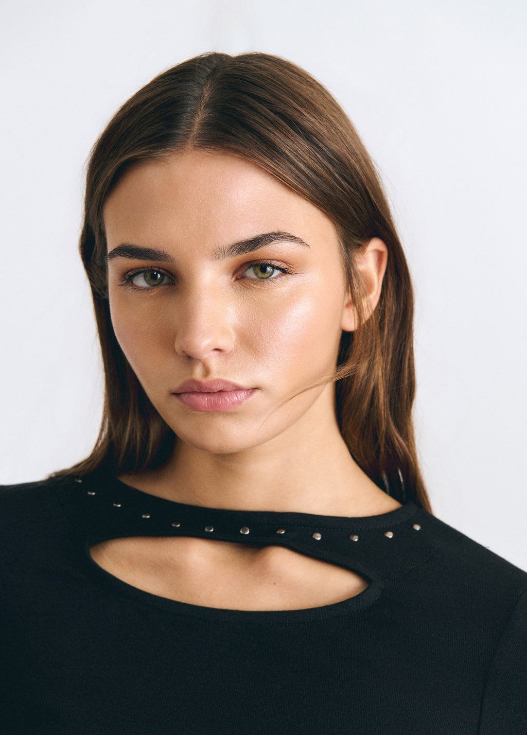 Cut-out studded T-shirt