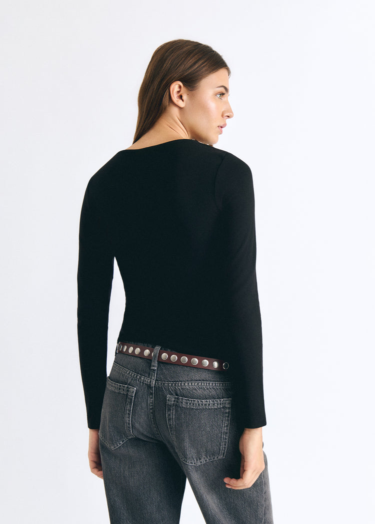 Cut-out studded T-shirt