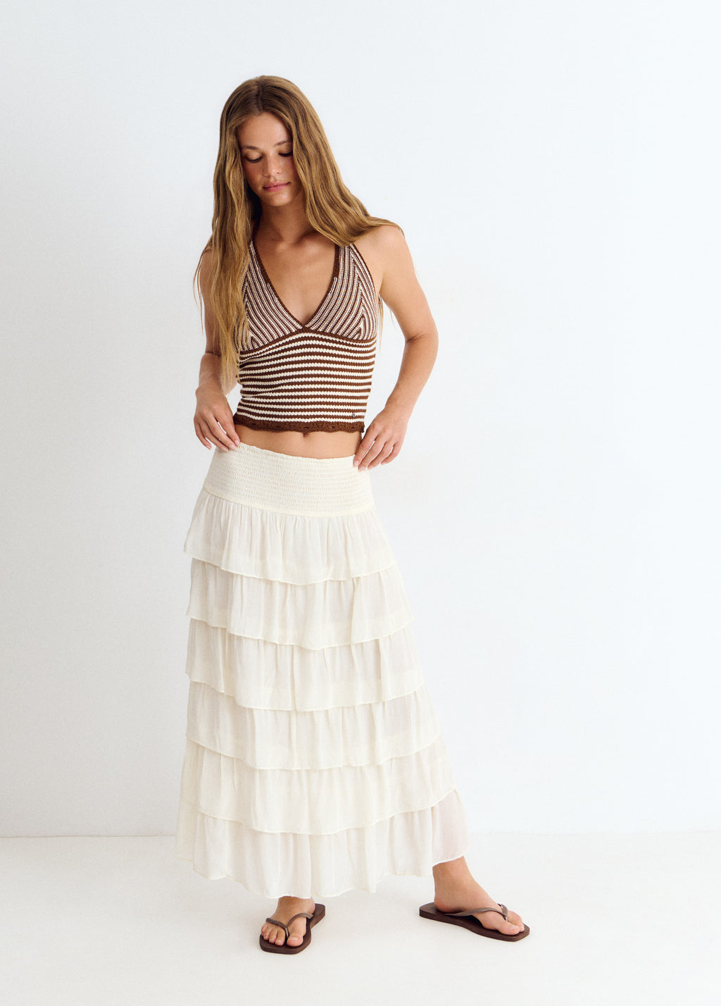 Top punto halter rayas