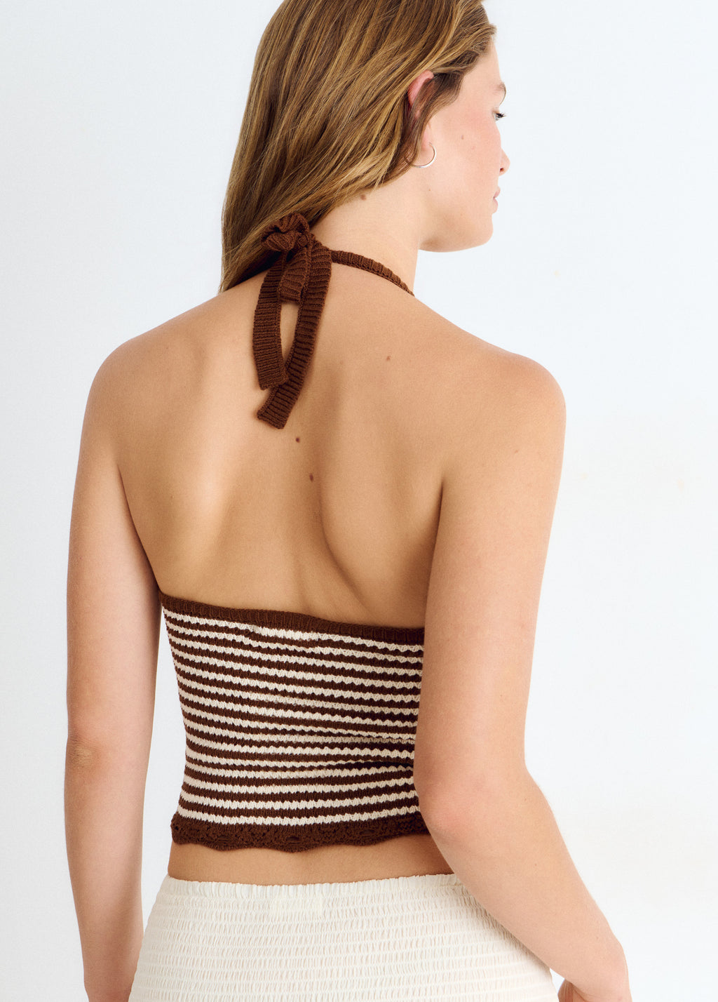Top punto halter rayas