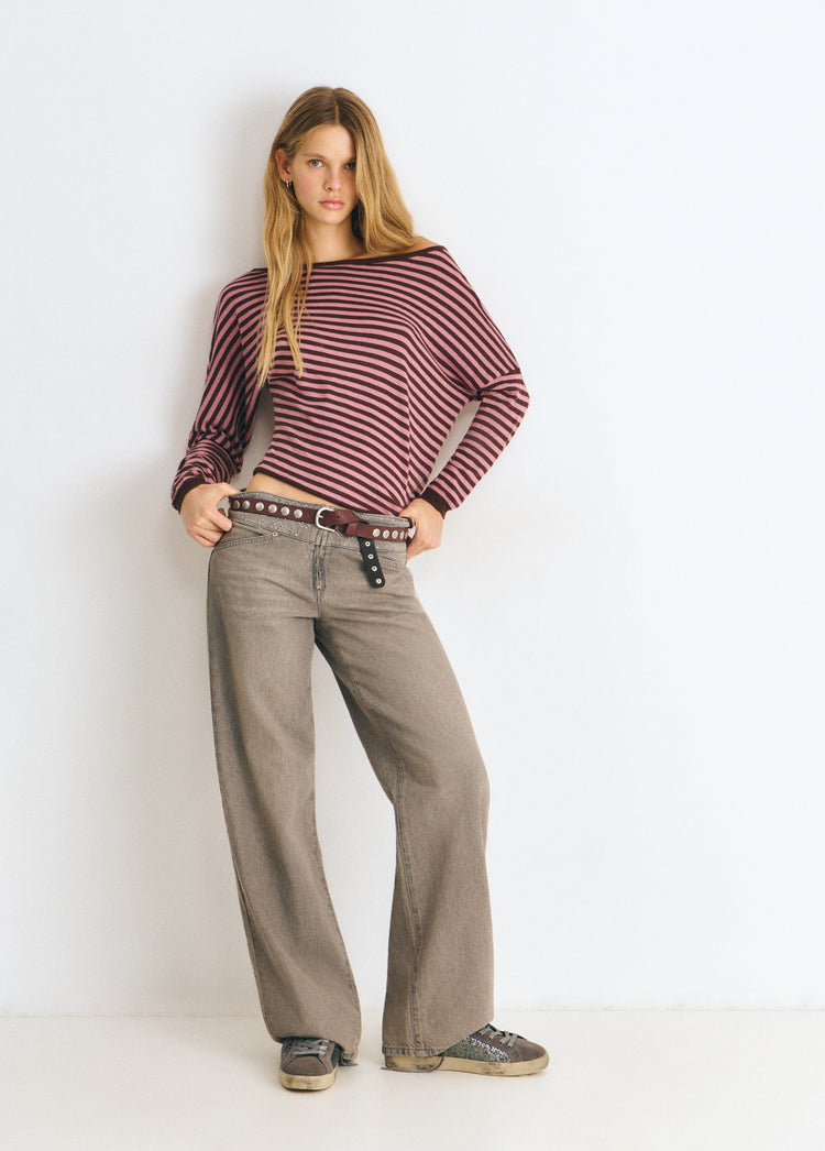 Pull asymétrique rayures