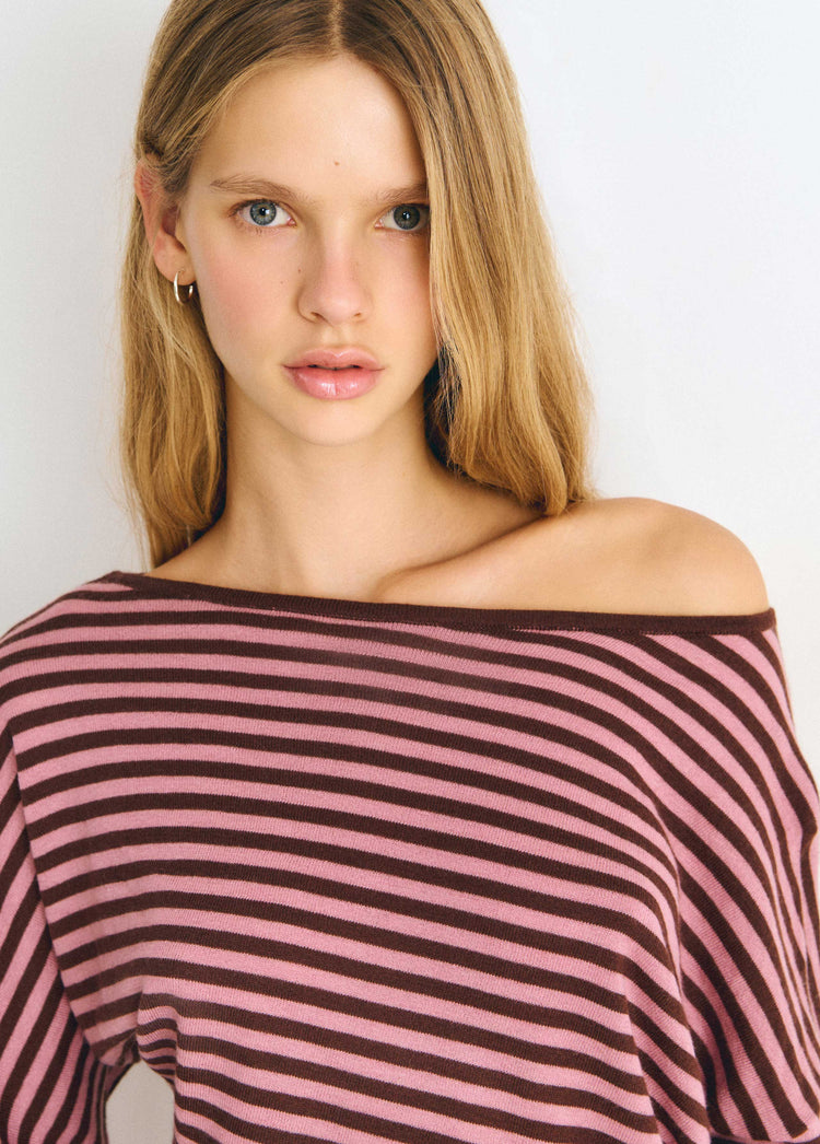 Pull asymétrique rayures