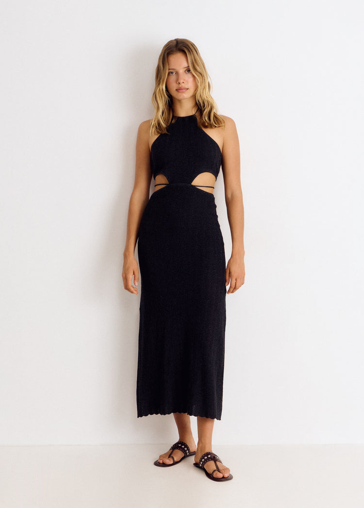 Cut-out halter dress