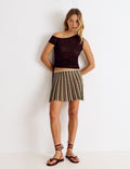 Pleated metallic-thread skirt