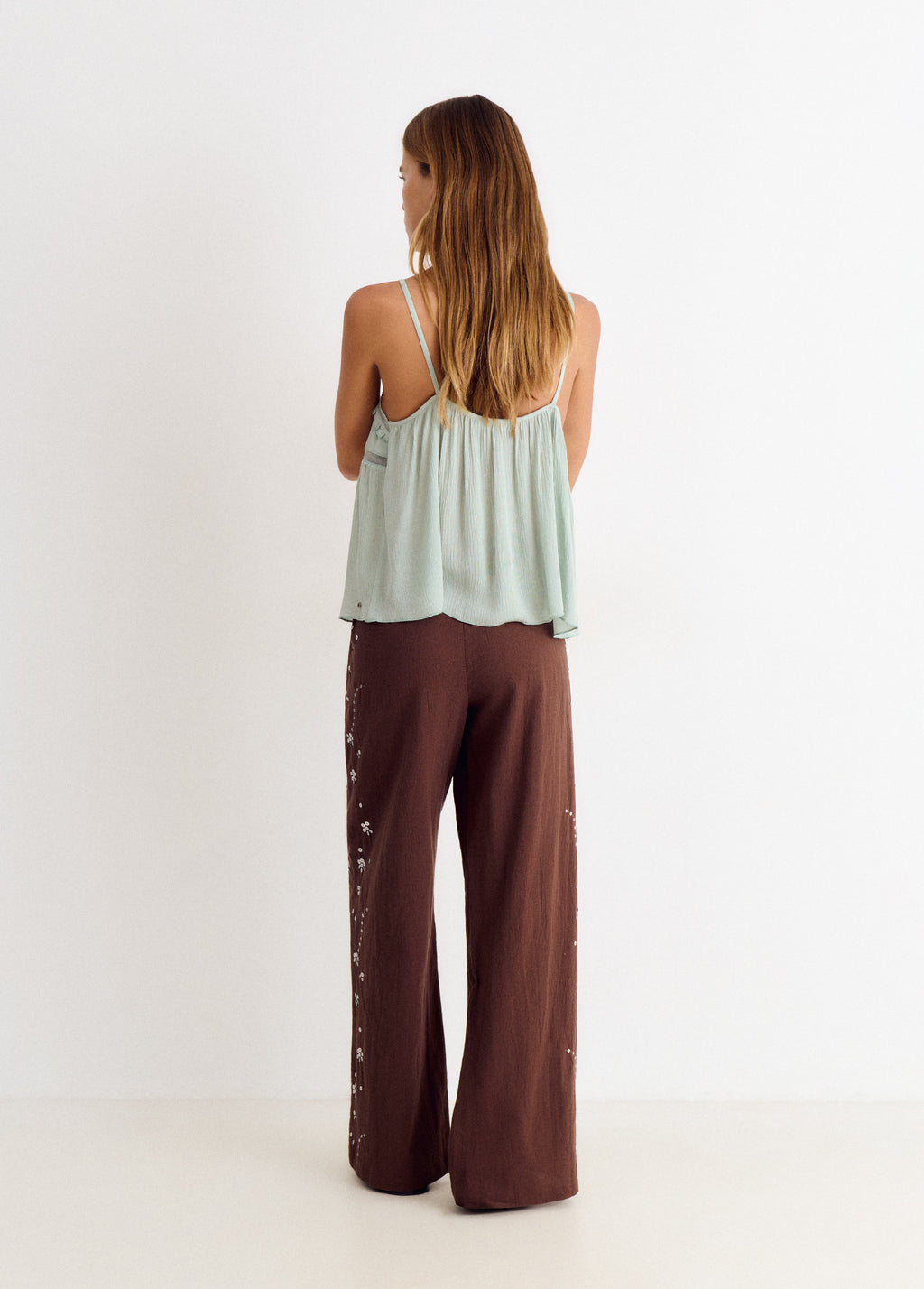Flowy pants with side sequin detail