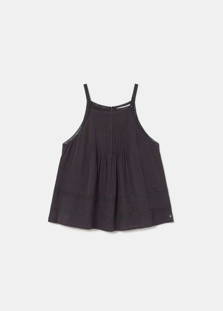 Halter top with shirring