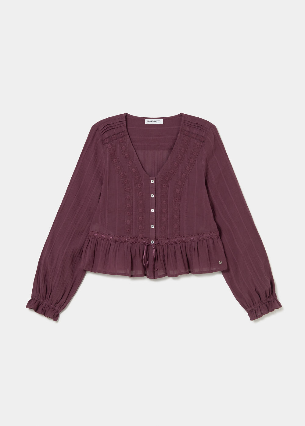 Long-sleeved ruffle blouse