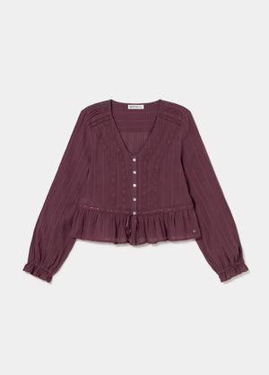 Blouse met lange mouwen en ruches
