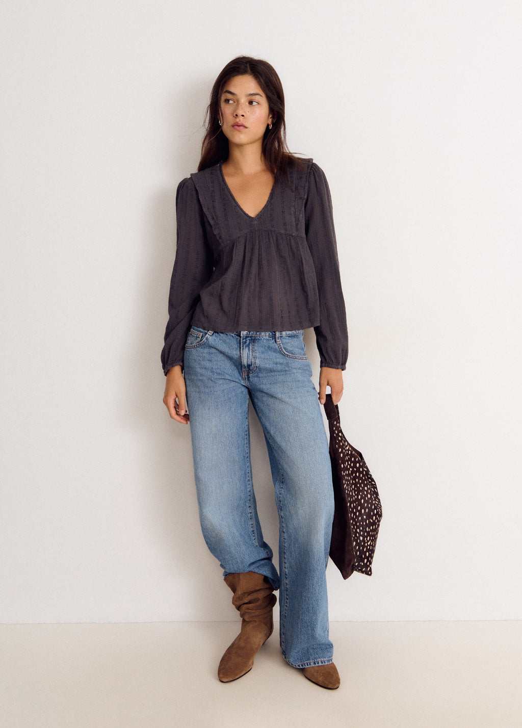 Blusa manga larga dobby