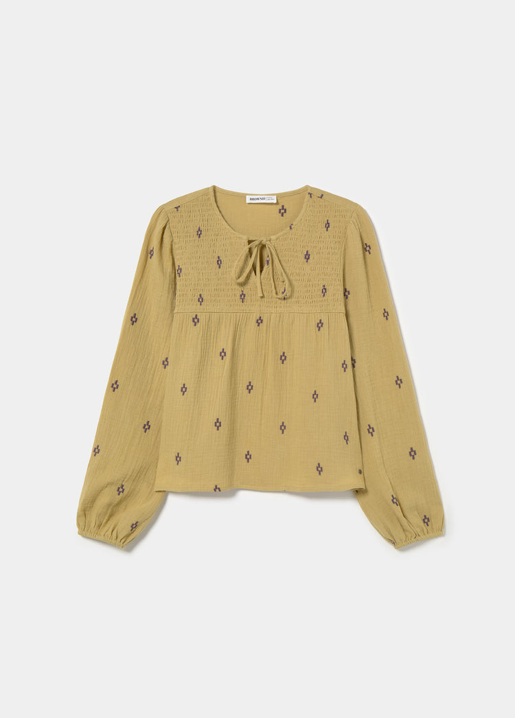 Geborduurde smockblouse