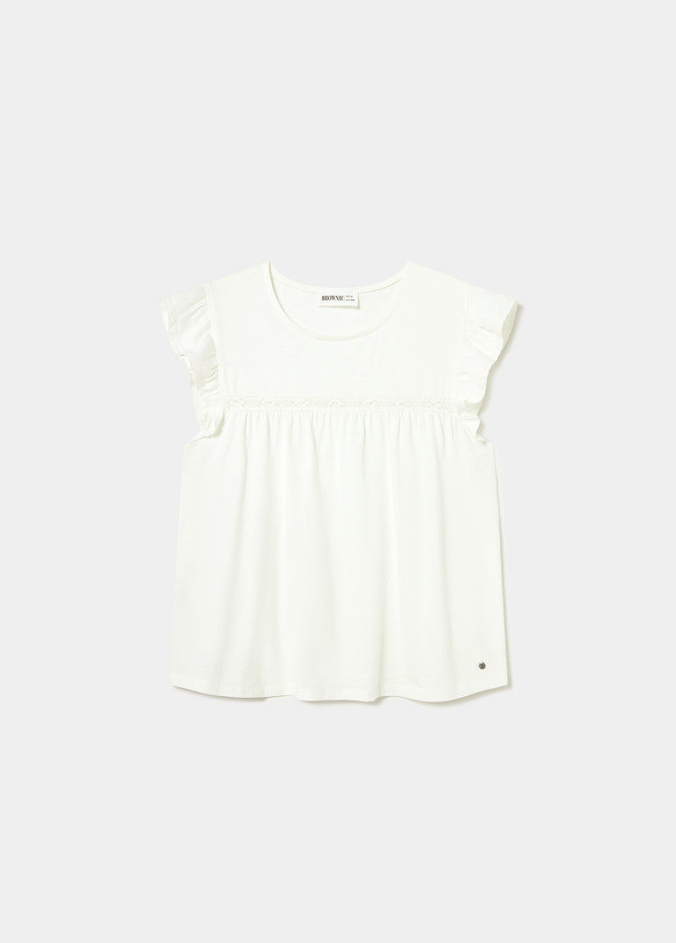 T-shirt volant e pizzo