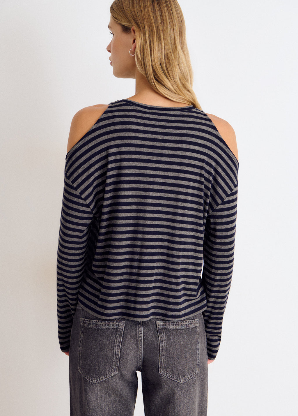 Cut-out striped T-shirt