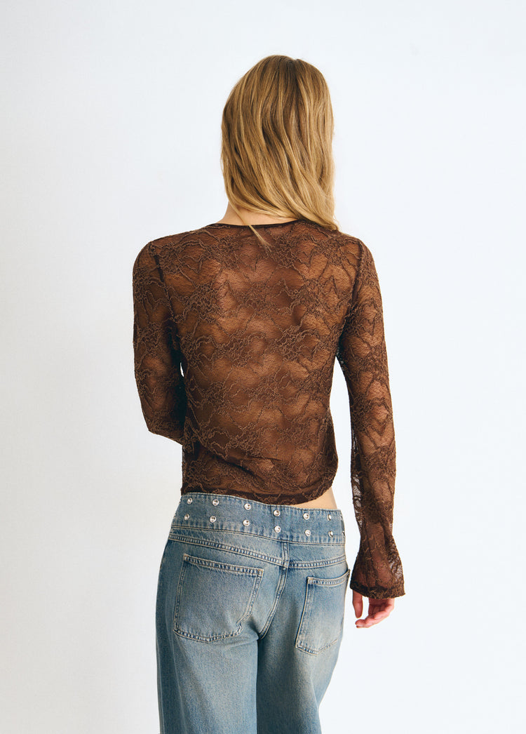 T-shirt corta in pizzo
