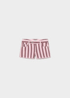 Short de rayas en rosa con corte corto y detalles de bolsillos frontales