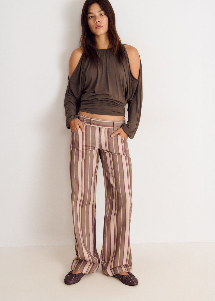 Striped print trousers