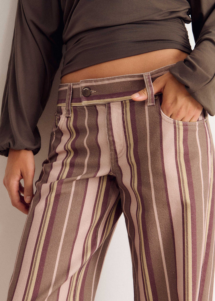 Striped print trousers