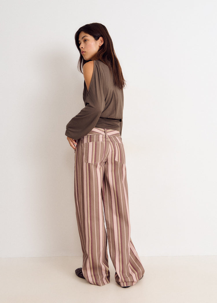 Striped print trousers