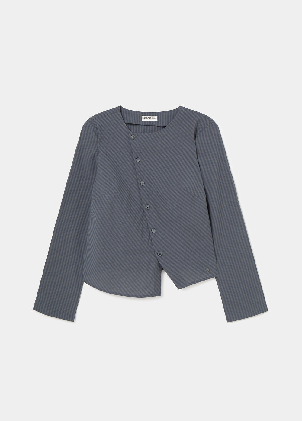 Striped blouse with crossover buttons