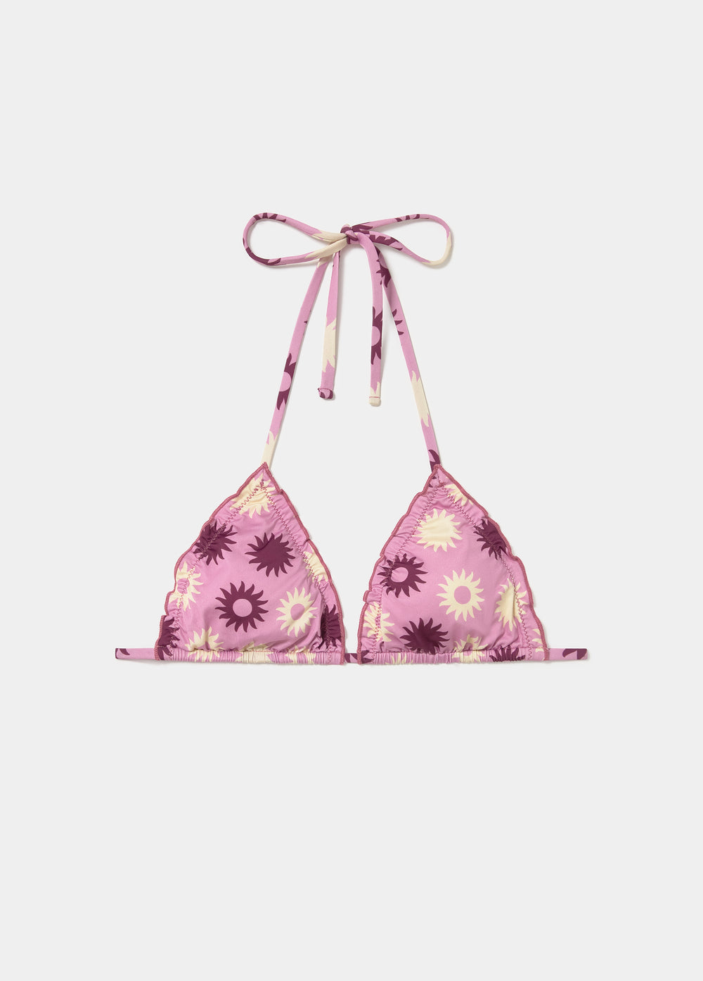 Top bikini con stampa soli