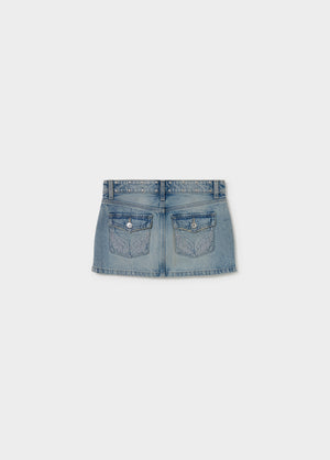 Embroidered denim skirt