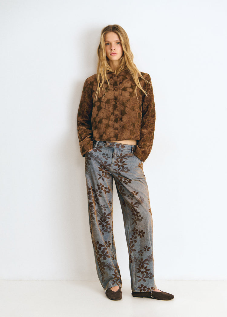 Jeans jacquard floreali