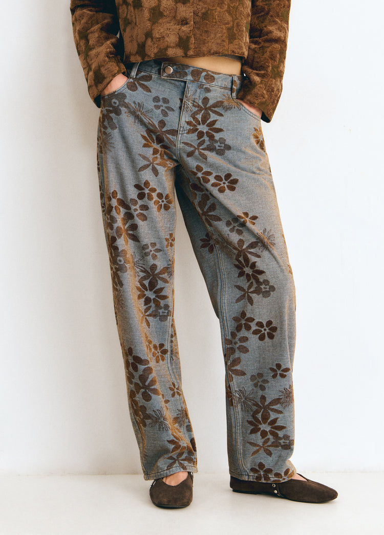 Jeans jacquard floreali