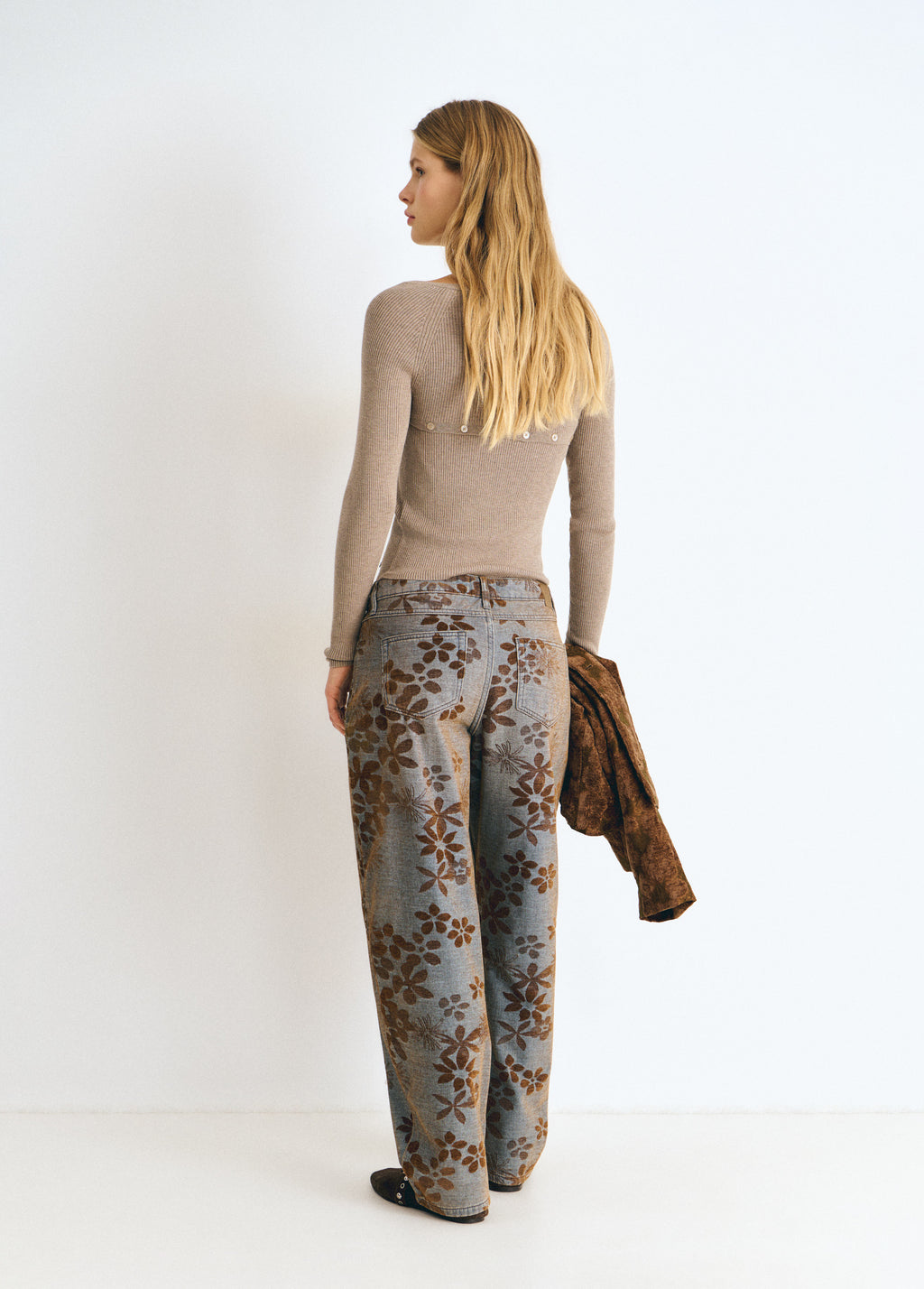 Floral jacquard jeans