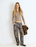Floral jacquard jeans
