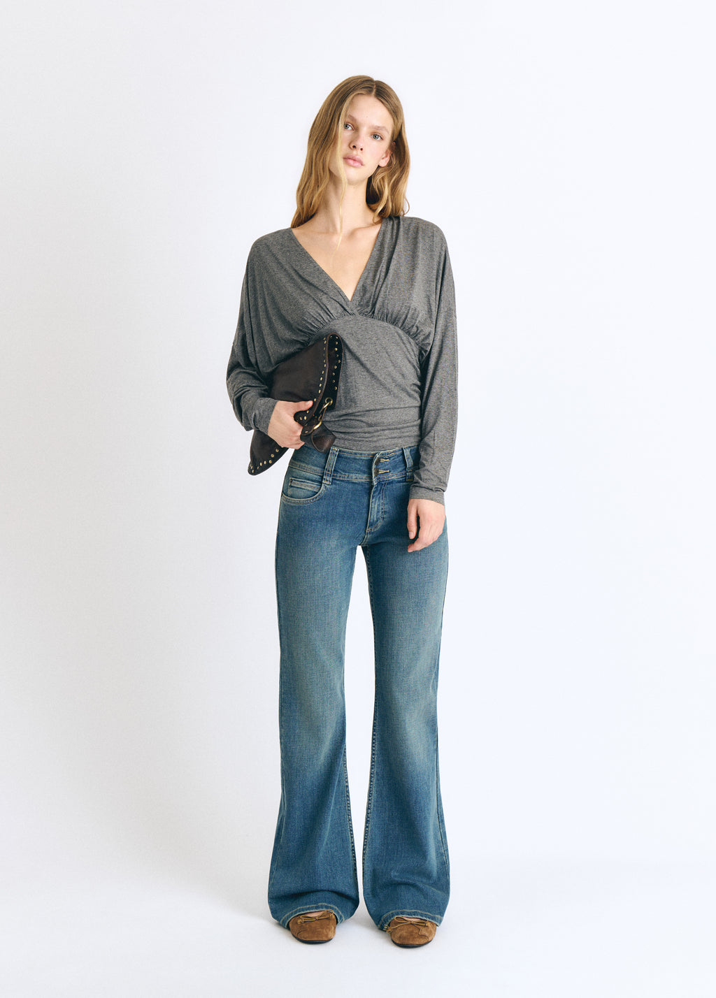 Jeans dritti con chiusura a bottoni